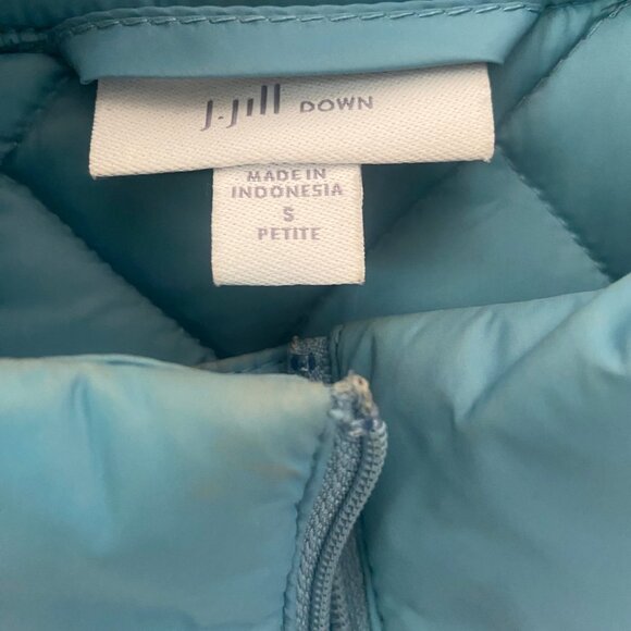 J. Jill Down Quilted Vest Womens S Petite Blue Puffer Full Zip‎ - Picture 2 of 10